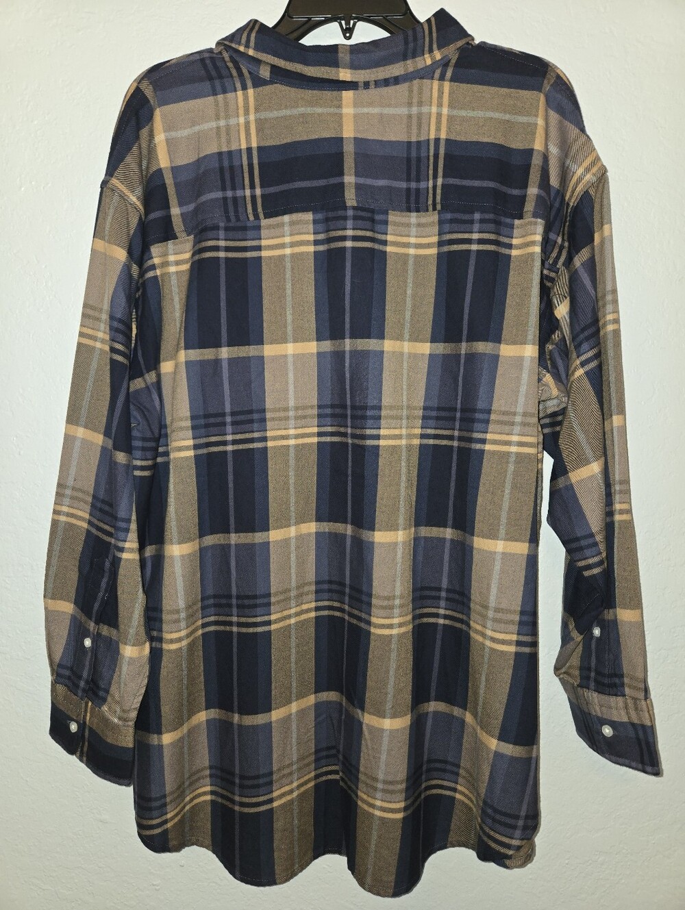 Lauren Ralph Lauren Navy and Brown Plaid Button-Down Shirt, Size 1X - Picture 3 of 5
